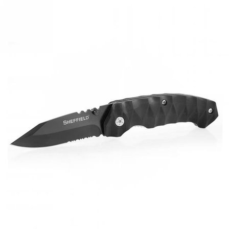 SHEFFIELD Sheffield 4018906 3.5 in. Burke Folder Combo Knife Blade with Abs Handle 4018906